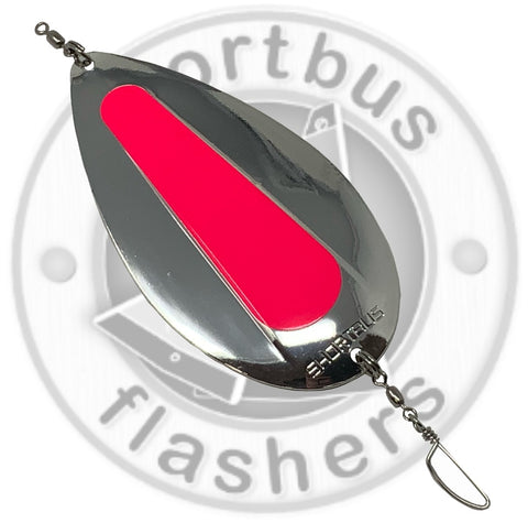Kokanee Dodger - Pure Silver with Pink Tape Center -  UV Coated