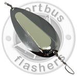 Kokanee Dodger - Pure Silver with Glow Tape Center -  UV Coated